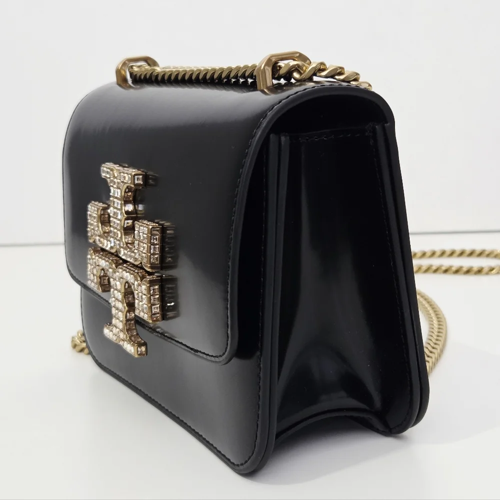LIKE NEW TORY BURCH ELEANOR PAVE SPAZZOLATO SMALL CONVERTIBLE SHOULDER BAG